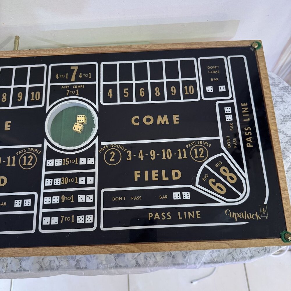 Vintage 1950s Cupaluck Mechanical Craps Dice Tabletop Game Complete Set Box - Picture 4 of 13